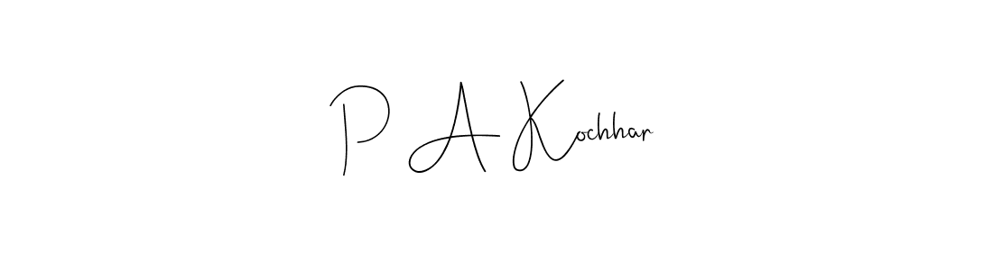 Andilay-7BmLP is a professional signature style that is perfect for those who want to add a touch of class to their signature. It is also a great choice for those who want to make their signature more unique. Get P A Kochhar name to fancy signature for free. P A Kochhar signature style 4 images and pictures png