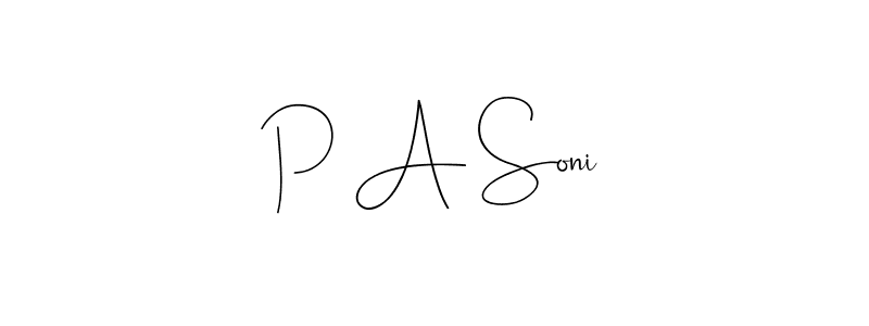 This is the best signature style for the P A Soni name. Also you like these signature font (Andilay-7BmLP). Mix name signature. P A Soni signature style 4 images and pictures png