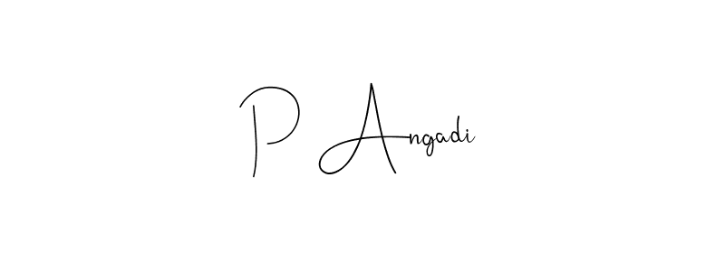 How to make P Angadi signature? Andilay-7BmLP is a professional autograph style. Create handwritten signature for P Angadi name. P Angadi signature style 4 images and pictures png