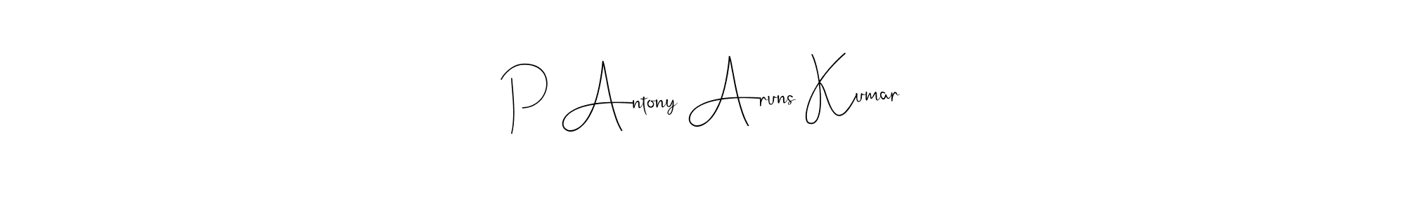 How to make P Antony Aruns Kumar name signature. Use Andilay-7BmLP style for creating short signs online. This is the latest handwritten sign. P Antony Aruns Kumar signature style 4 images and pictures png