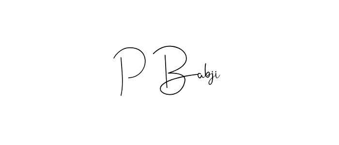 The best way (Andilay-7BmLP) to make a short signature is to pick only two or three words in your name. The name P Babji include a total of six letters. For converting this name. P Babji signature style 4 images and pictures png