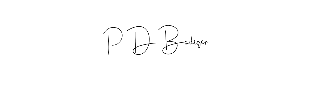 The best way (Andilay-7BmLP) to make a short signature is to pick only two or three words in your name. The name P D Badiger include a total of six letters. For converting this name. P D Badiger signature style 4 images and pictures png