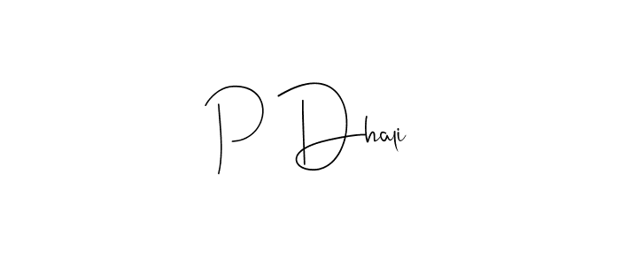 The best way (Andilay-7BmLP) to make a short signature is to pick only two or three words in your name. The name P Dhali include a total of six letters. For converting this name. P Dhali signature style 4 images and pictures png