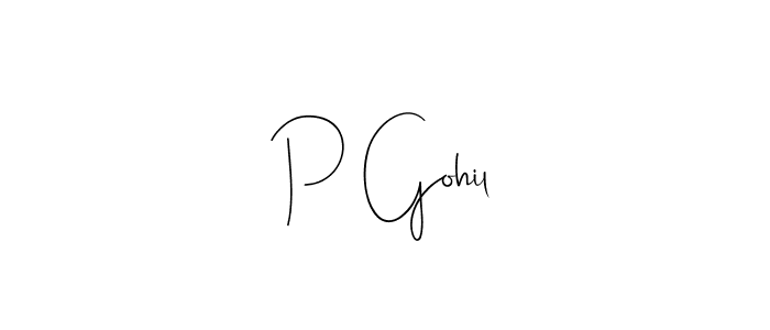 if you are searching for the best signature style for your name P Gohil. so please give up your signature search. here we have designed multiple signature styles  using Andilay-7BmLP. P Gohil signature style 4 images and pictures png