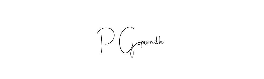 Create a beautiful signature design for name P Gopinadh. With this signature (Andilay-7BmLP) fonts, you can make a handwritten signature for free. P Gopinadh signature style 4 images and pictures png