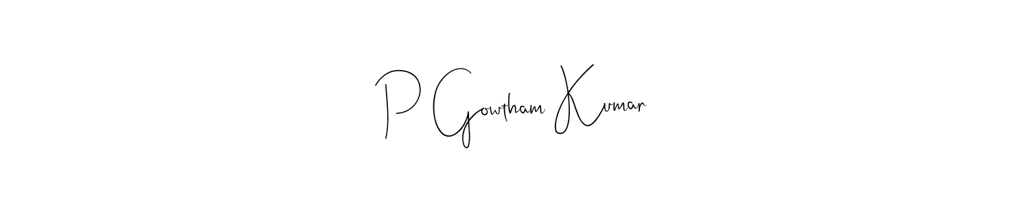 The best way (Andilay-7BmLP) to make a short signature is to pick only two or three words in your name. The name P Gowtham Kumar include a total of six letters. For converting this name. P Gowtham Kumar signature style 4 images and pictures png