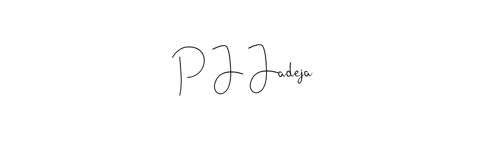 How to make P J Jadeja name signature. Use Andilay-7BmLP style for creating short signs online. This is the latest handwritten sign. P J Jadeja signature style 4 images and pictures png