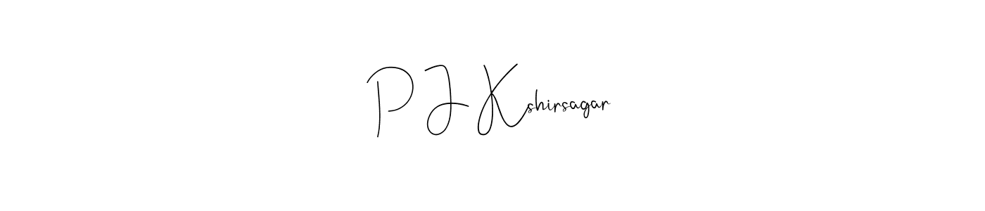 if you are searching for the best signature style for your name P J Kshirsagar. so please give up your signature search. here we have designed multiple signature styles  using Andilay-7BmLP. P J Kshirsagar signature style 4 images and pictures png