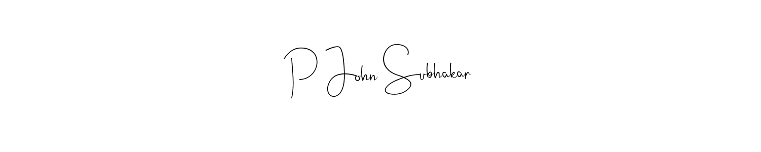 Best and Professional Signature Style for P John Subhakar. Andilay-7BmLP Best Signature Style Collection. P John Subhakar signature style 4 images and pictures png