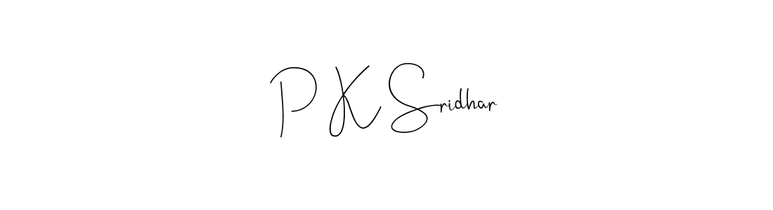 The best way (Andilay-7BmLP) to make a short signature is to pick only two or three words in your name. The name P K Sridhar include a total of six letters. For converting this name. P K Sridhar signature style 4 images and pictures png