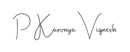 Stand out with a creative autograph for P Karunya Vignesh. The Andilay-7BmLP styling blends modern aesthetics with classic signature flourishes. P Karunya Vignesh signature style 4 images and pictures png