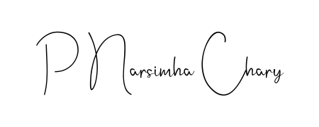 The Andilay-7BmLP typeface gives name P Narsimha Chary a refined look. Suitable for certificates, diplomas, and official verification. P Narsimha Chary signature style 4 images and pictures png