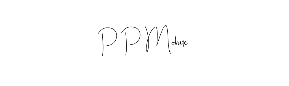 The best way (Andilay-7BmLP) to make a short signature is to pick only two or three words in your name. The name P P Mohite include a total of six letters. For converting this name. P P Mohite signature style 4 images and pictures png