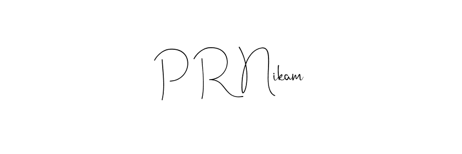 How to make P R Nikam name signature. Use Andilay-7BmLP style for creating short signs online. This is the latest handwritten sign. P R Nikam signature style 4 images and pictures png