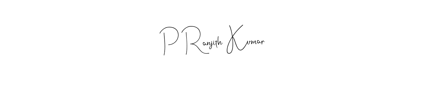 if you are searching for the best signature style for your name P Ranjith Kumar. so please give up your signature search. here we have designed multiple signature styles  using Andilay-7BmLP. P Ranjith Kumar signature style 4 images and pictures png