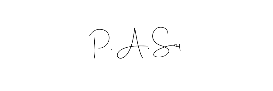 How to make P. A. Sal name signature. Use Andilay-7BmLP style for creating short signs online. This is the latest handwritten sign. P. A. Sal signature style 4 images and pictures png