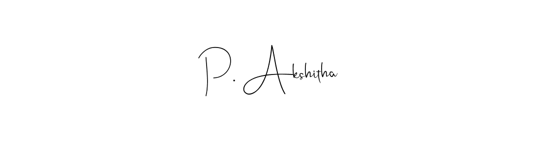 Andilay-7BmLP is a professional signature style that is perfect for those who want to add a touch of class to their signature. It is also a great choice for those who want to make their signature more unique. Get P. Akshitha name to fancy signature for free. P. Akshitha signature style 4 images and pictures png