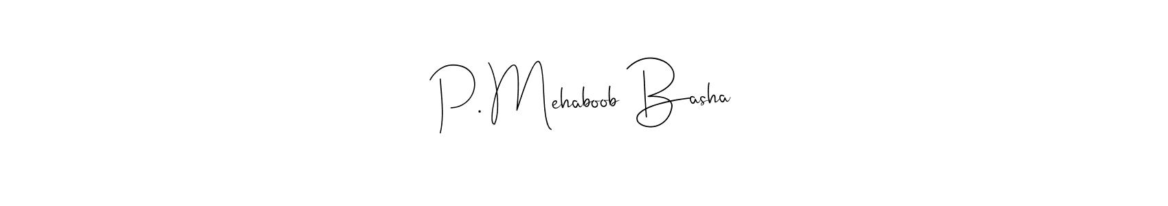 How to make P. Mehaboob Basha name signature. Use Andilay-7BmLP style for creating short signs online. This is the latest handwritten sign. P. Mehaboob Basha signature style 4 images and pictures png