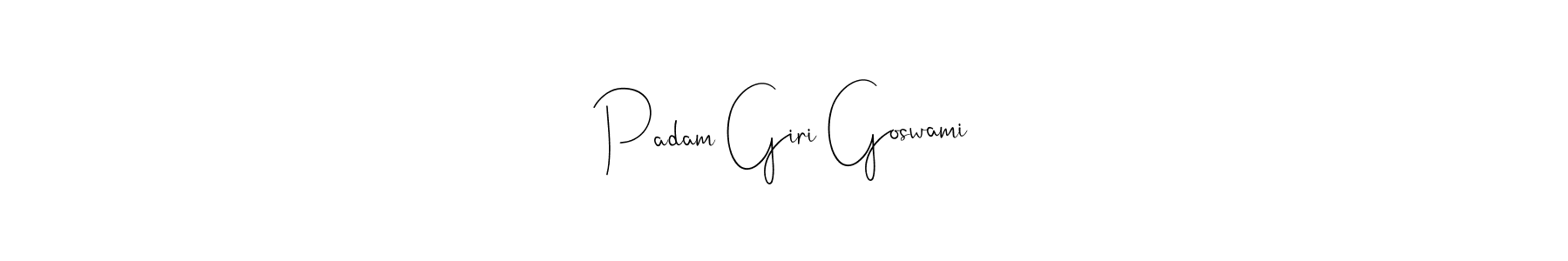 How to make Padam Giri Goswami name signature. Use Andilay-7BmLP style for creating short signs online. This is the latest handwritten sign. Padam Giri Goswami signature style 4 images and pictures png