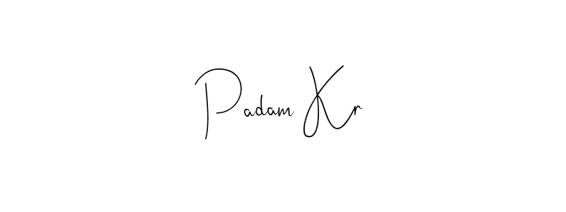 How to make Padam Kr name signature. Use Andilay-7BmLP style for creating short signs online. This is the latest handwritten sign. Padam Kr signature style 4 images and pictures png