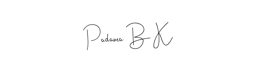 if you are searching for the best signature style for your name Padama B K. so please give up your signature search. here we have designed multiple signature styles  using Andilay-7BmLP. Padama B K signature style 4 images and pictures png