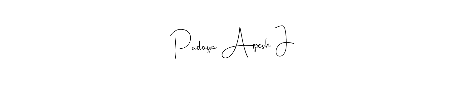 if you are searching for the best signature style for your name Padaya Alpesh J. so please give up your signature search. here we have designed multiple signature styles  using Andilay-7BmLP. Padaya Alpesh J signature style 4 images and pictures png