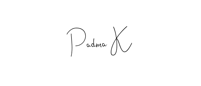 Design your own signature with our free online signature maker. With this signature software, you can create a handwritten (Andilay-7BmLP) signature for name Padma K. Padma K signature style 4 images and pictures png