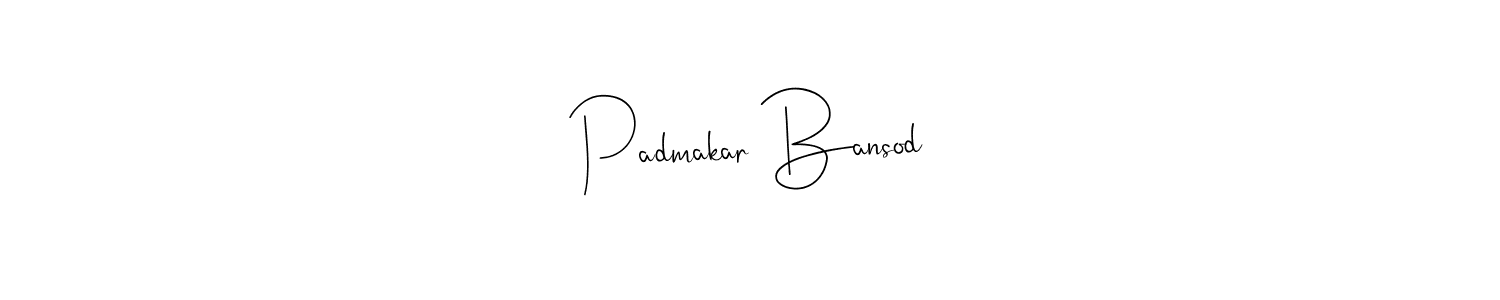 How to make Padmakar Bansod name signature. Use Andilay-7BmLP style for creating short signs online. This is the latest handwritten sign. Padmakar Bansod signature style 4 images and pictures png