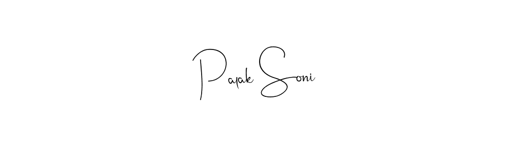 Make a beautiful signature design for name Palak Soni. With this signature (Andilay-7BmLP) style, you can create a handwritten signature for free. Palak Soni signature style 4 images and pictures png