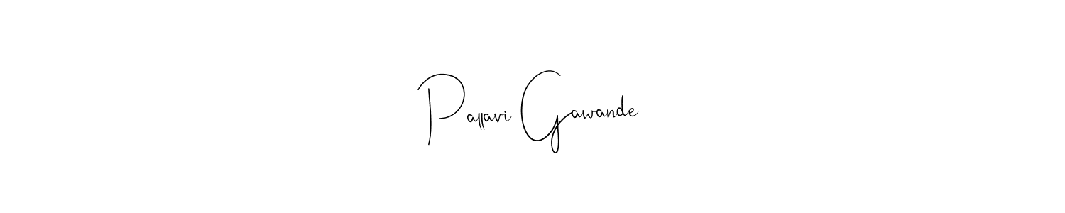 How to make Pallavi Gawande name signature. Use Andilay-7BmLP style for creating short signs online. This is the latest handwritten sign. Pallavi Gawande signature style 4 images and pictures png