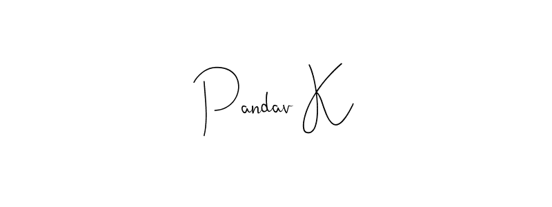 Andilay-7BmLP is a professional signature style that is perfect for those who want to add a touch of class to their signature. It is also a great choice for those who want to make their signature more unique. Get Pandav K name to fancy signature for free. Pandav K signature style 4 images and pictures png