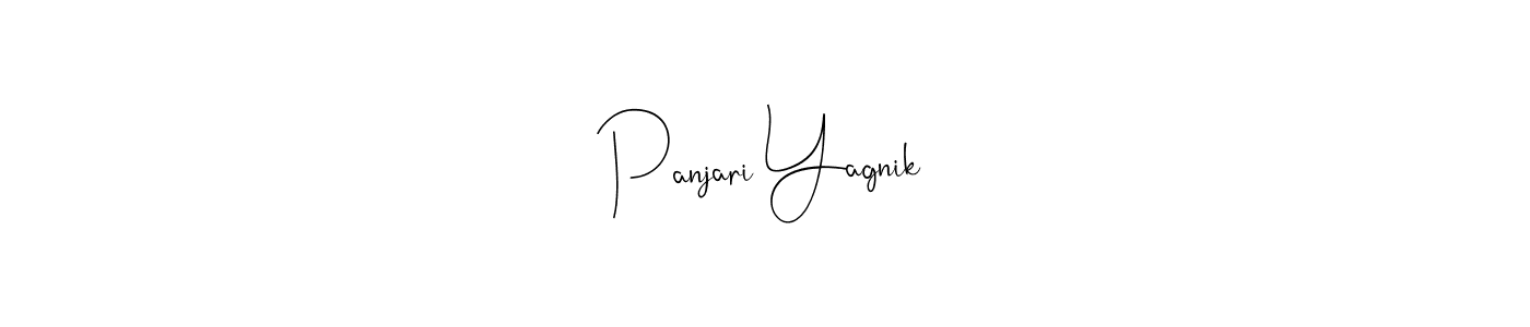 How to make Panjari Yagnik name signature. Use Andilay-7BmLP style for creating short signs online. This is the latest handwritten sign. Panjari Yagnik signature style 4 images and pictures png