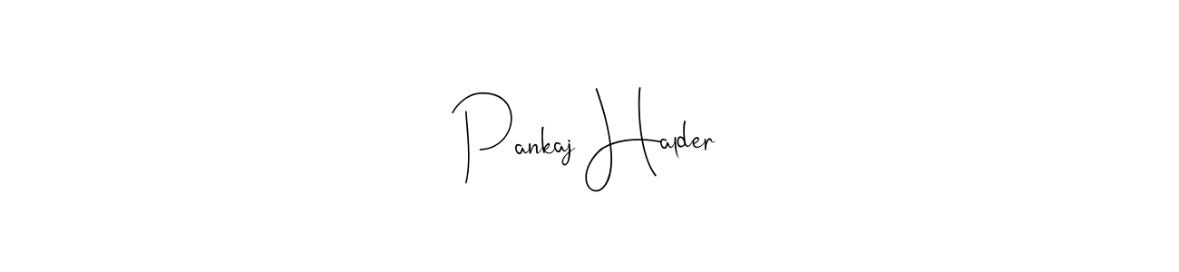 How to make Pankaj Halder name signature. Use Andilay-7BmLP style for creating short signs online. This is the latest handwritten sign. Pankaj Halder signature style 4 images and pictures png