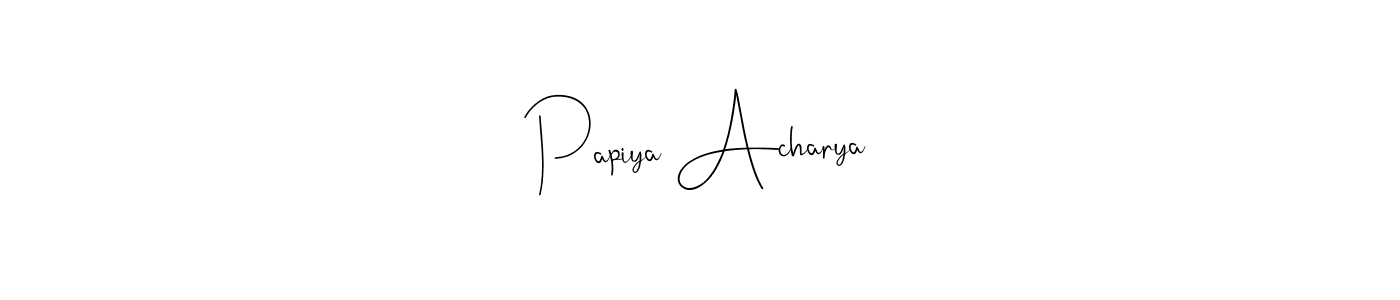 How to make Papiya Acharya name signature. Use Andilay-7BmLP style for creating short signs online. This is the latest handwritten sign. Papiya Acharya signature style 4 images and pictures png