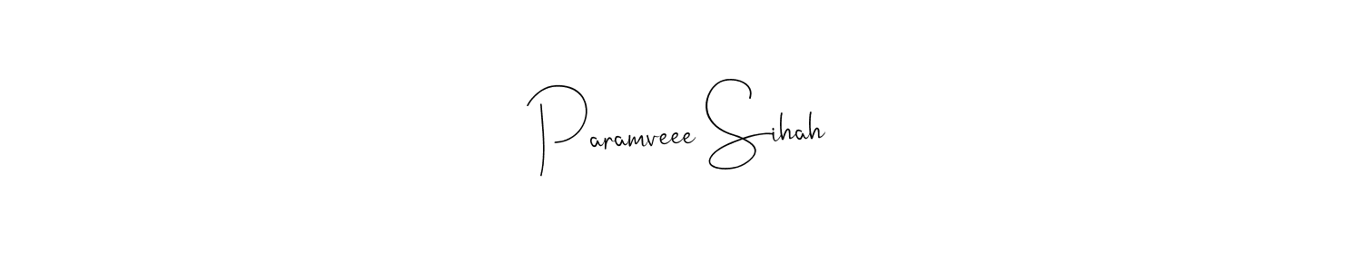 How to make Paramveee Sihah name signature. Use Andilay-7BmLP style for creating short signs online. This is the latest handwritten sign. Paramveee Sihah signature style 4 images and pictures png