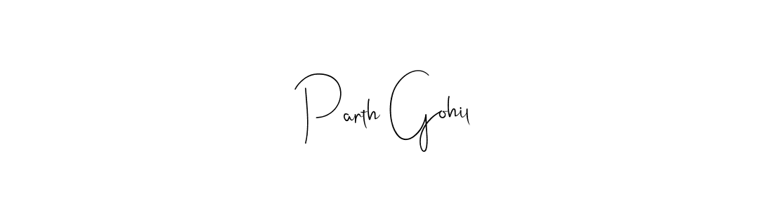 How to make Parth Gohil name signature. Use Andilay-7BmLP style for creating short signs online. This is the latest handwritten sign. Parth Gohil signature style 4 images and pictures png