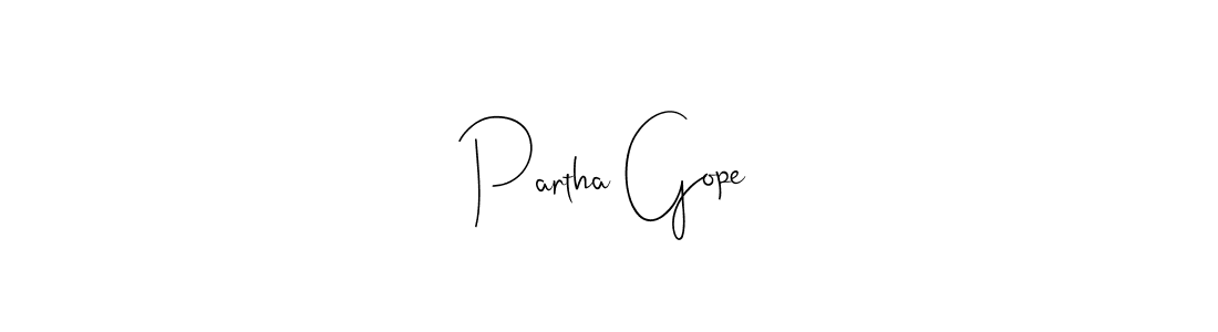 if you are searching for the best signature style for your name Partha Gope. so please give up your signature search. here we have designed multiple signature styles  using Andilay-7BmLP. Partha Gope signature style 4 images and pictures png