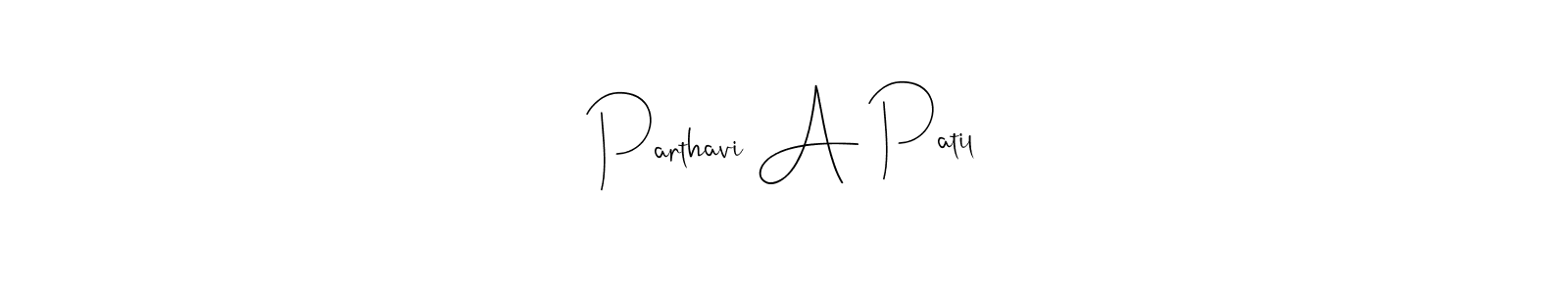 Andilay-7BmLP is a professional signature style that is perfect for those who want to add a touch of class to their signature. It is also a great choice for those who want to make their signature more unique. Get Parthavi A Patil name to fancy signature for free. Parthavi A Patil signature style 4 images and pictures png