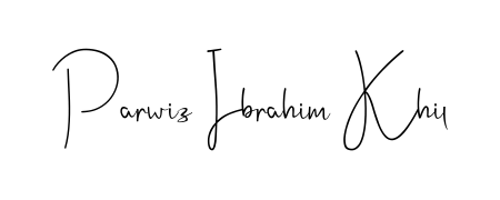 Transform the name Parwiz Ibrahim Khil into a signature masterpiece using Andilay-7BmLP font. Ideal for photographers, artists, and creators looking for watermarks. Parwiz Ibrahim Khil signature style 4 images and pictures png