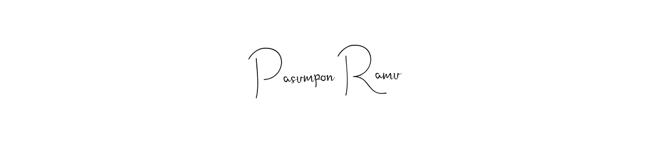 if you are searching for the best signature style for your name Pasumpon Ramu. so please give up your signature search. here we have designed multiple signature styles  using Andilay-7BmLP. Pasumpon Ramu signature style 4 images and pictures png