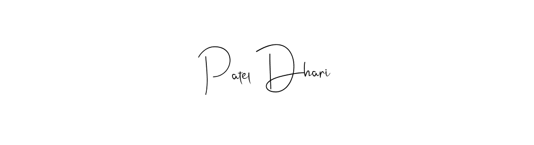 if you are searching for the best signature style for your name Patel Dhari. so please give up your signature search. here we have designed multiple signature styles  using Andilay-7BmLP. Patel Dhari signature style 4 images and pictures png