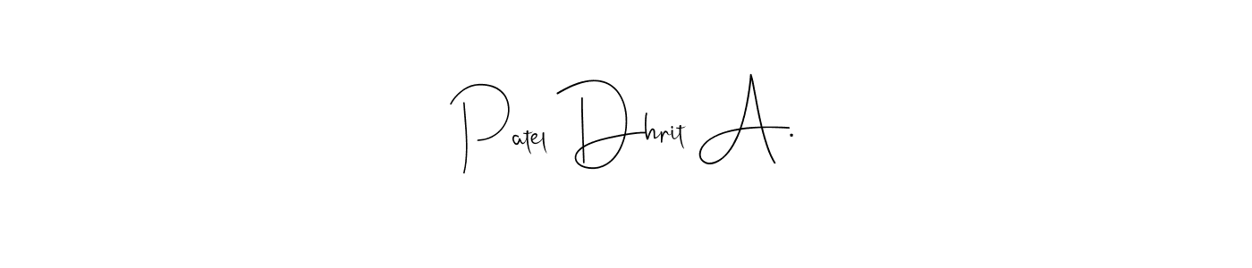 if you are searching for the best signature style for your name Patel Dhrit A.. so please give up your signature search. here we have designed multiple signature styles  using Andilay-7BmLP. Patel Dhrit A. signature style 4 images and pictures png