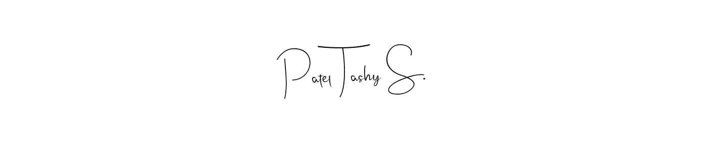 The best way (Andilay-7BmLP) to make a short signature is to pick only two or three words in your name. The name Patel Tashy S. include a total of six letters. For converting this name. Patel Tashy S. signature style 4 images and pictures png