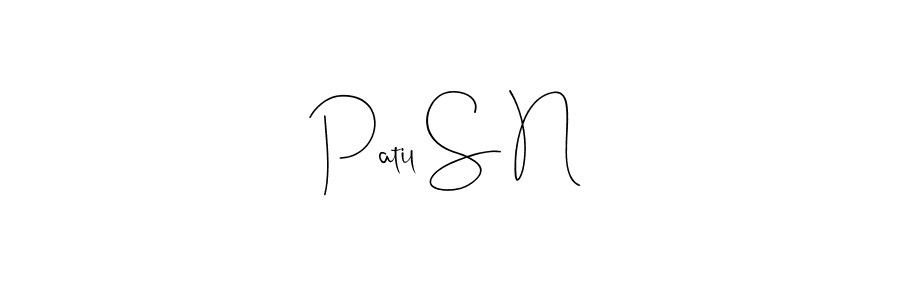 How to make Patil S N name signature. Use Andilay-7BmLP style for creating short signs online. This is the latest handwritten sign. Patil S N signature style 4 images and pictures png