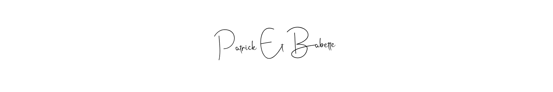 Andilay-7BmLP is a professional signature style that is perfect for those who want to add a touch of class to their signature. It is also a great choice for those who want to make their signature more unique. Get Patrick Et Babette name to fancy signature for free. Patrick Et Babette signature style 4 images and pictures png