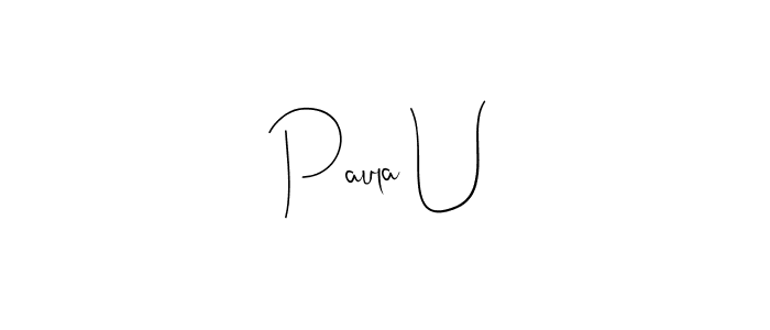 How to make Paula U name signature. Use Andilay-7BmLP style for creating short signs online. This is the latest handwritten sign. Paula U signature style 4 images and pictures png