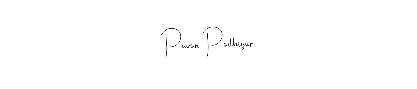 How to make Pavan Padhiyar name signature. Use Andilay-7BmLP style for creating short signs online. This is the latest handwritten sign. Pavan Padhiyar signature style 4 images and pictures png
