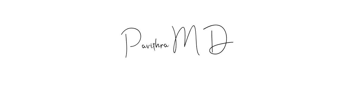 The best way (Andilay-7BmLP) to make a short signature is to pick only two or three words in your name. The name Pavithra M D include a total of six letters. For converting this name. Pavithra M D signature style 4 images and pictures png