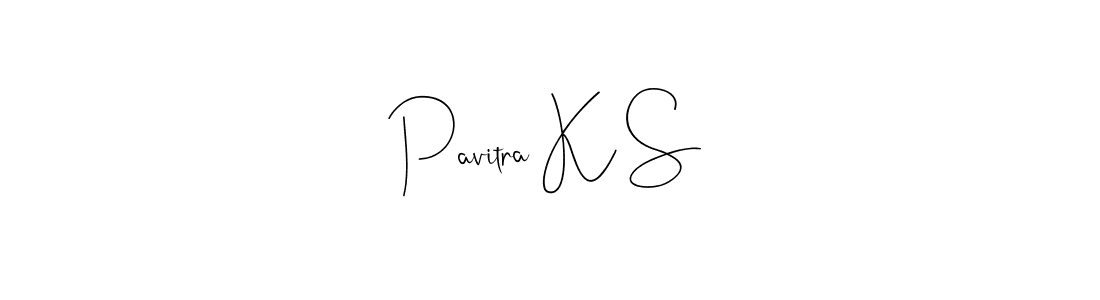 How to make Pavitra K S name signature. Use Andilay-7BmLP style for creating short signs online. This is the latest handwritten sign. Pavitra K S signature style 4 images and pictures png