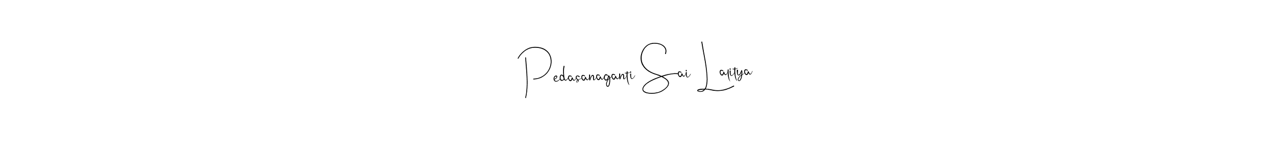 See photos of Pedasanaganti Sai Lalitya official signature by Spectra . Check more albums & portfolios. Read reviews & check more about Andilay-7BmLP font. Pedasanaganti Sai Lalitya signature style 4 images and pictures png